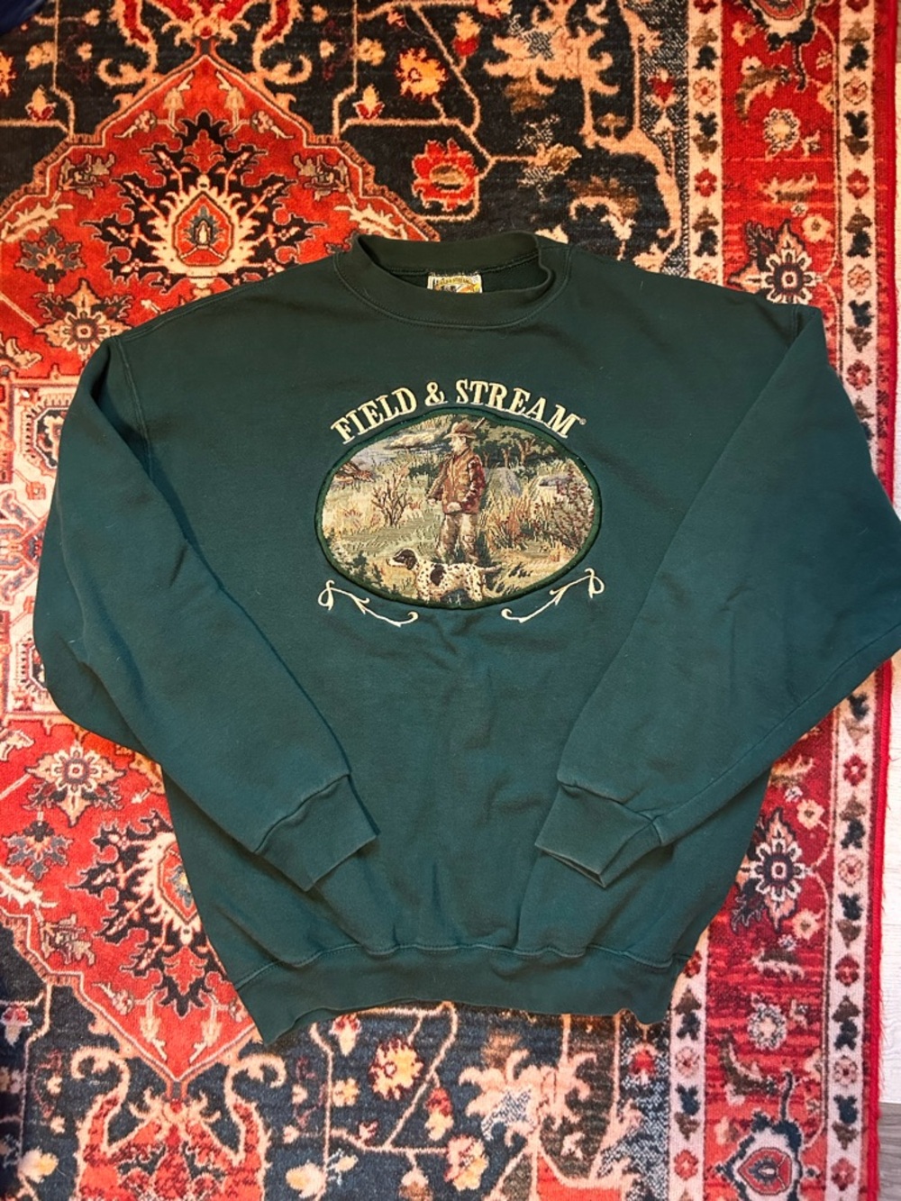 Vintage Field & Stream Dark Green Crewneck Sweatshirt with Embroidered logo
